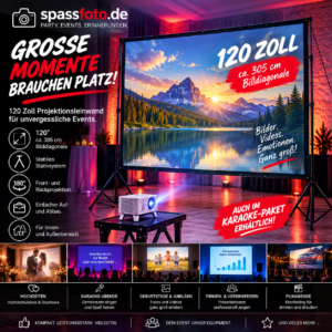 🎬 120" Projektionsleinwand mit Stativ – großes Kino für Deine Feier