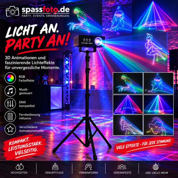 🪩 3D LED Partylicht – Licht aus, Party an!