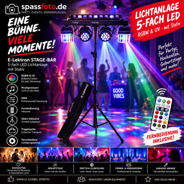💡 E-Lektron STAGE-BAR – komplette Lichtanlage für Deine Party